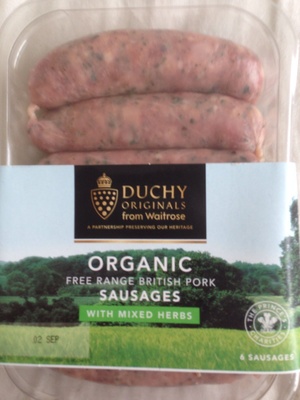 Organic free range british pork sausages with mixed herbs