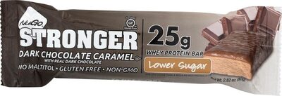 Dark chocolate caramel whey protein bar