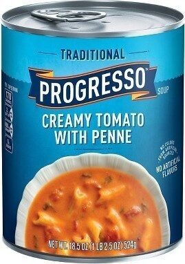 Creamy tomato with penne soup