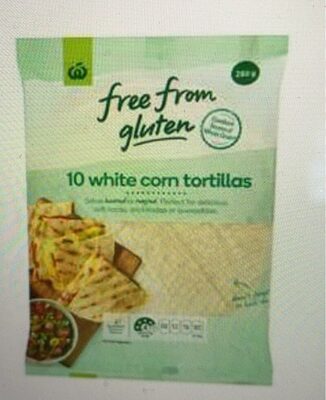 Free from gluten white corn tortillas